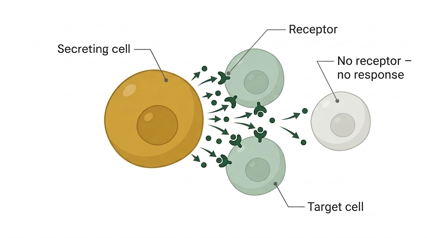 Paracrine – nearby cells